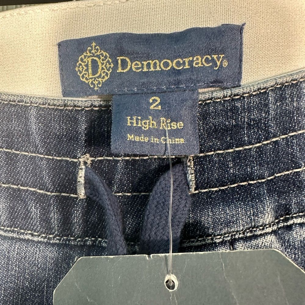 Democracy High Rise Drawstring Skinny Leg Blue Jeans Size 2 NWT - Picture 5 of 10